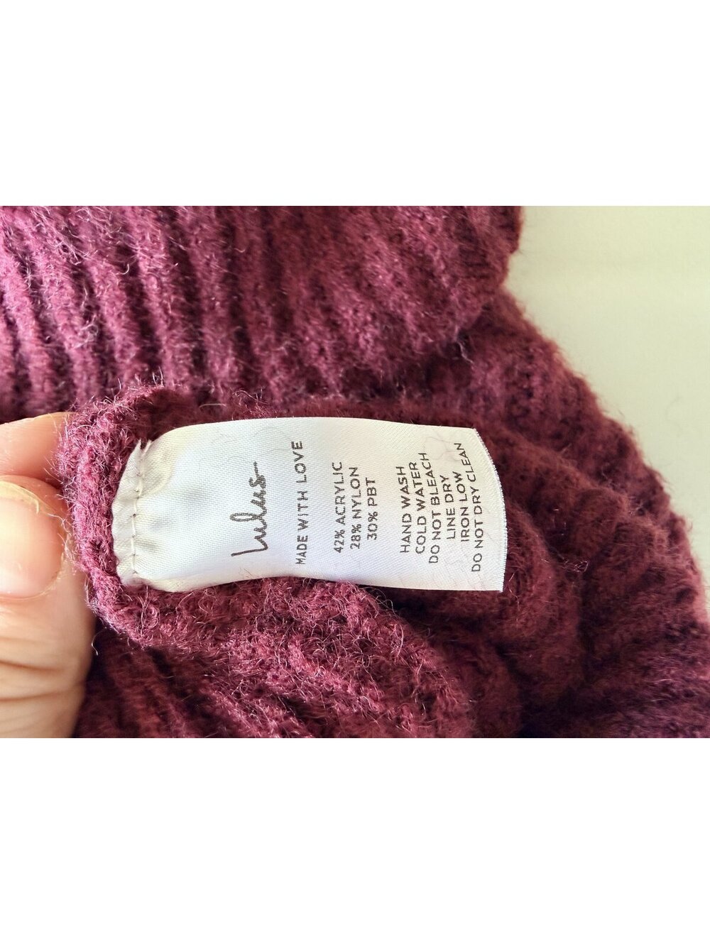 Lulus Oversized Turtleneck Sweater Chunky Rib Knit Burgundy Size M - Picture 3 of 5